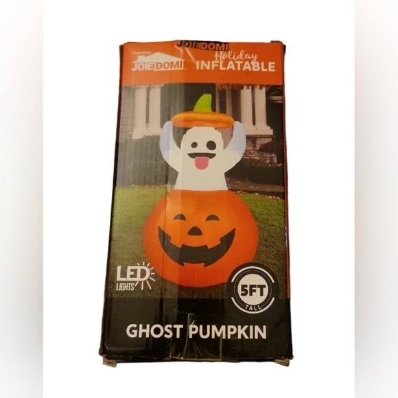Joiedomi 5 FT Halloween Inflatable Ghost in Pumpkin with Build-in LEDs Blow Up I - Picture 9 of 10